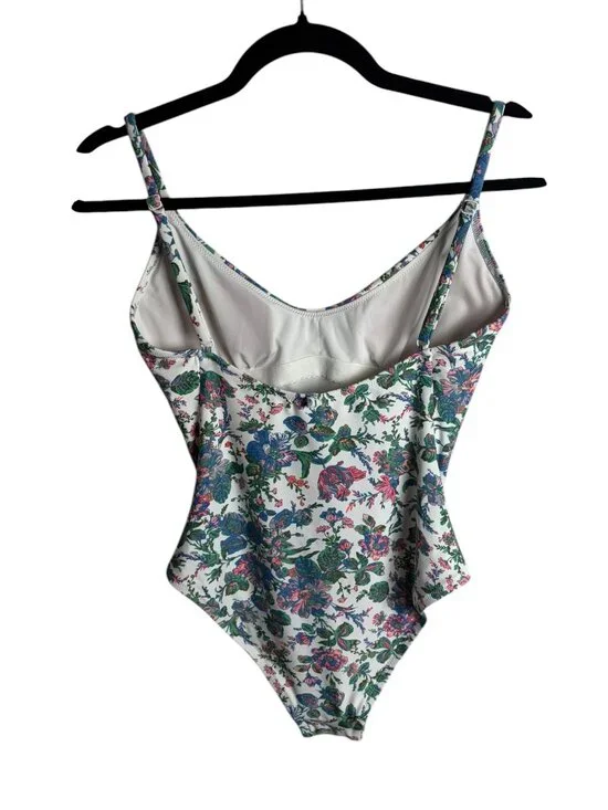 J Crew Size 2 One Piece Swimsuit Eco Rounded English Garden Floral Beach Vacay - Picture 8 of 8